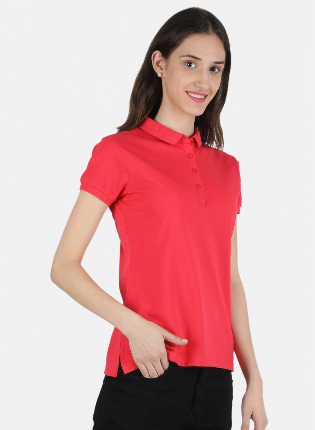 Women Pink Plain T-Shirt