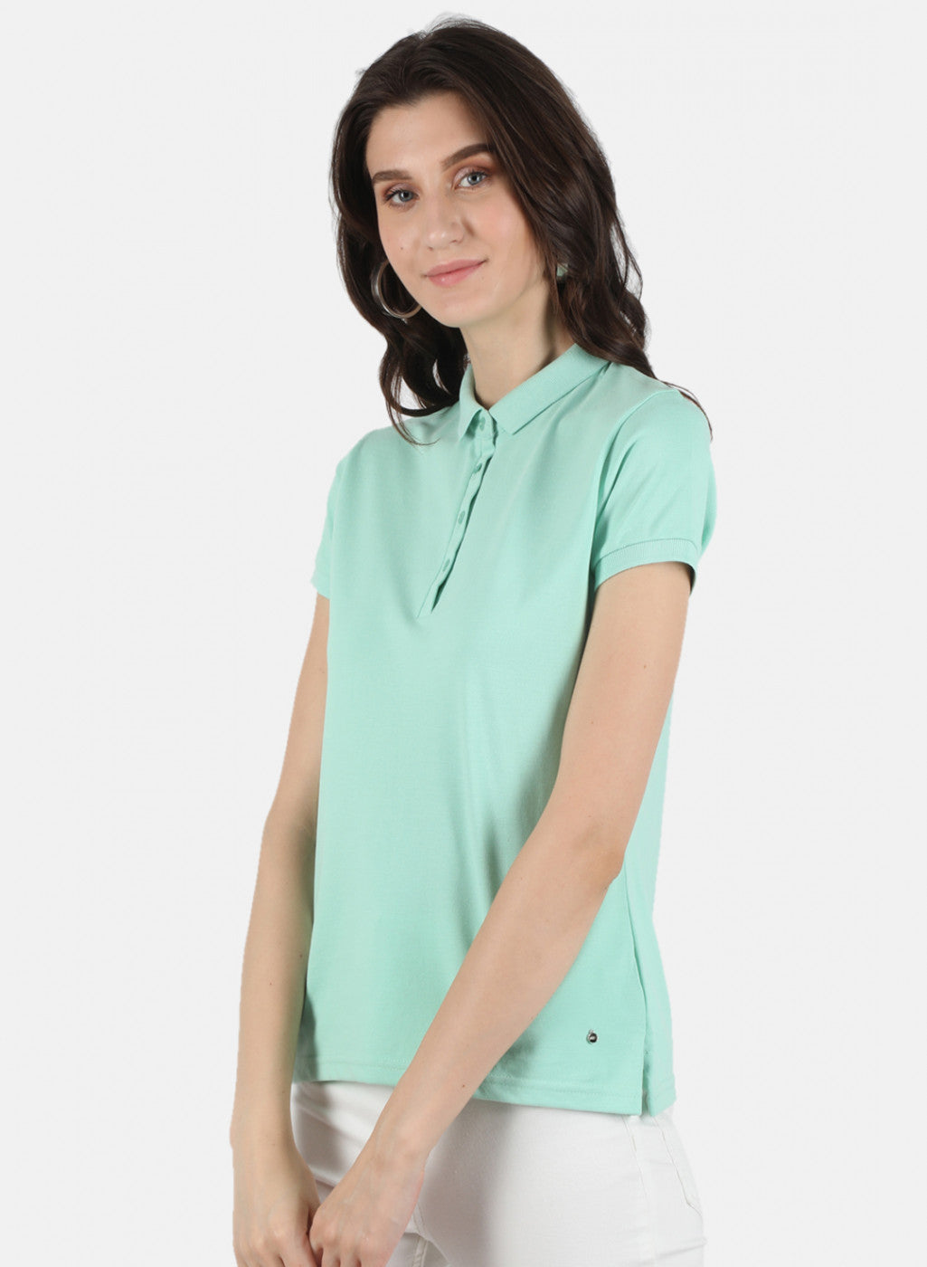 Women Green Plain T-Shirt