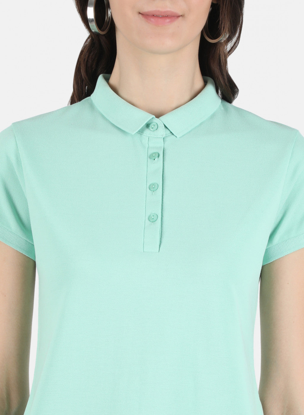 Women Green Plain T-Shirt