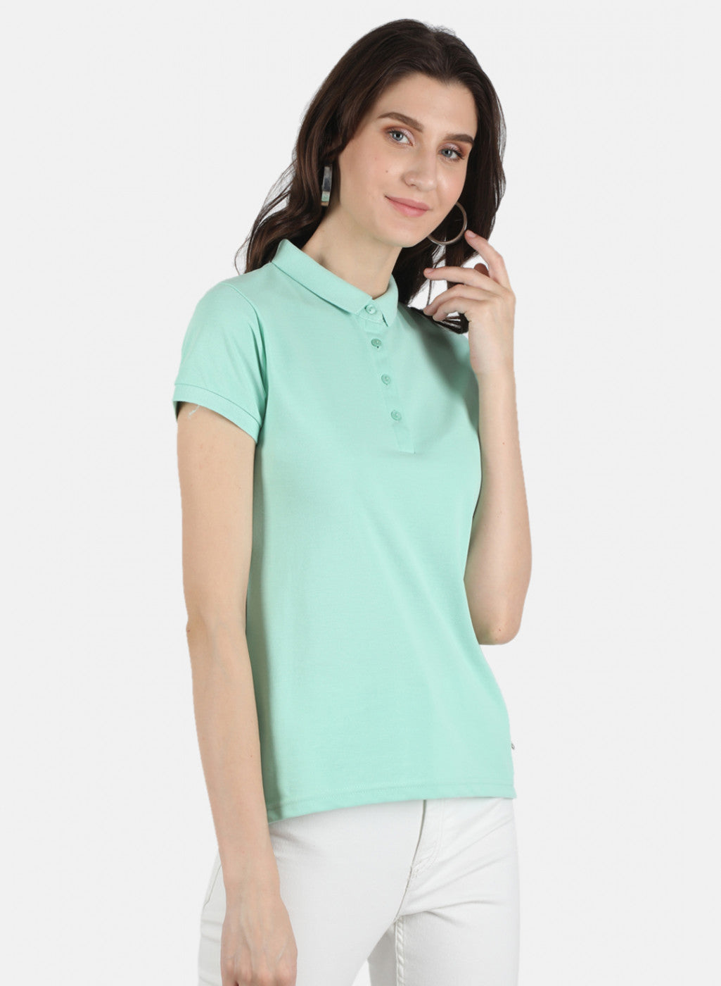 Women Green Plain T-Shirt