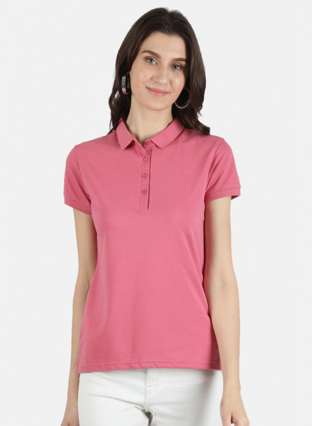 Women Pink Plain T-Shirt