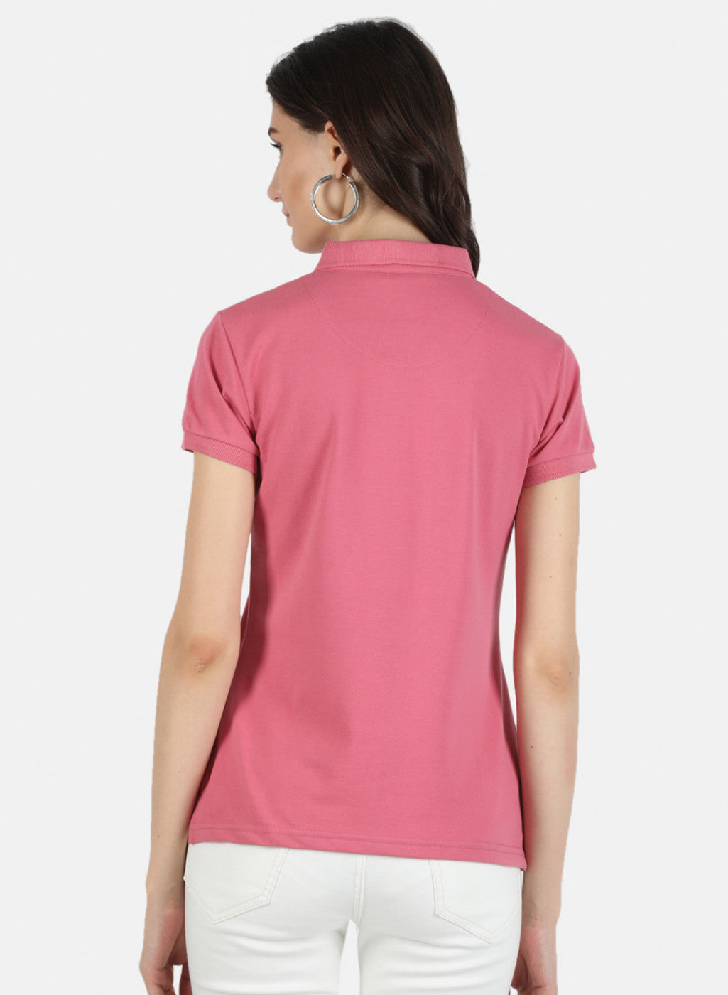 Women Pink Plain T-Shirt