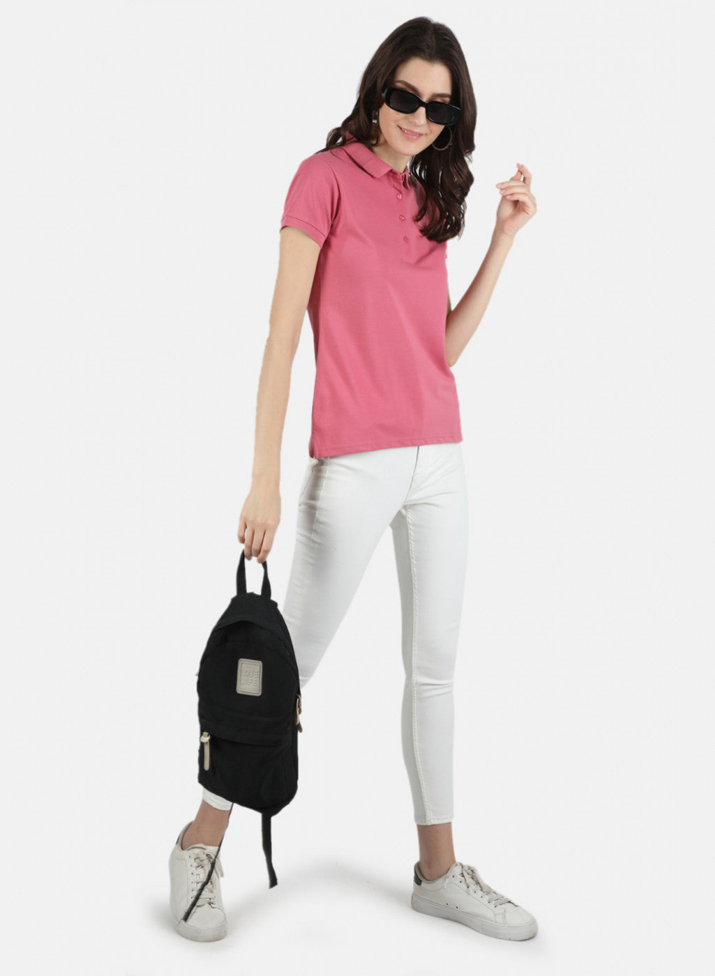 Women Pink Plain T-Shirt