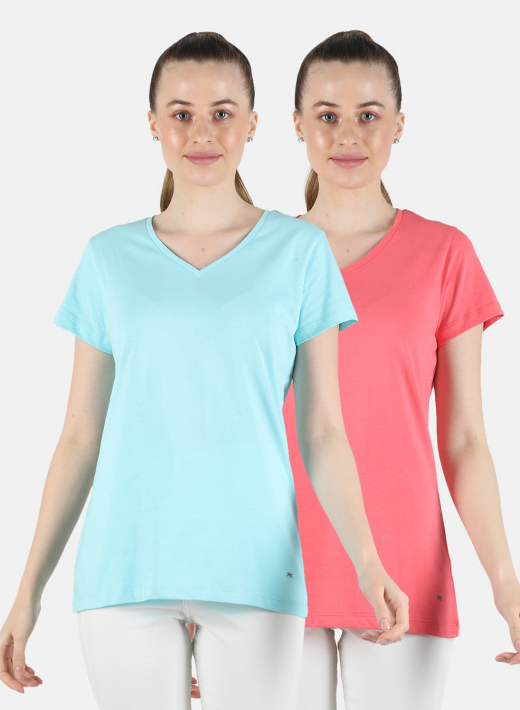 Women Blue & Pink Plain 2 Pc Top Set