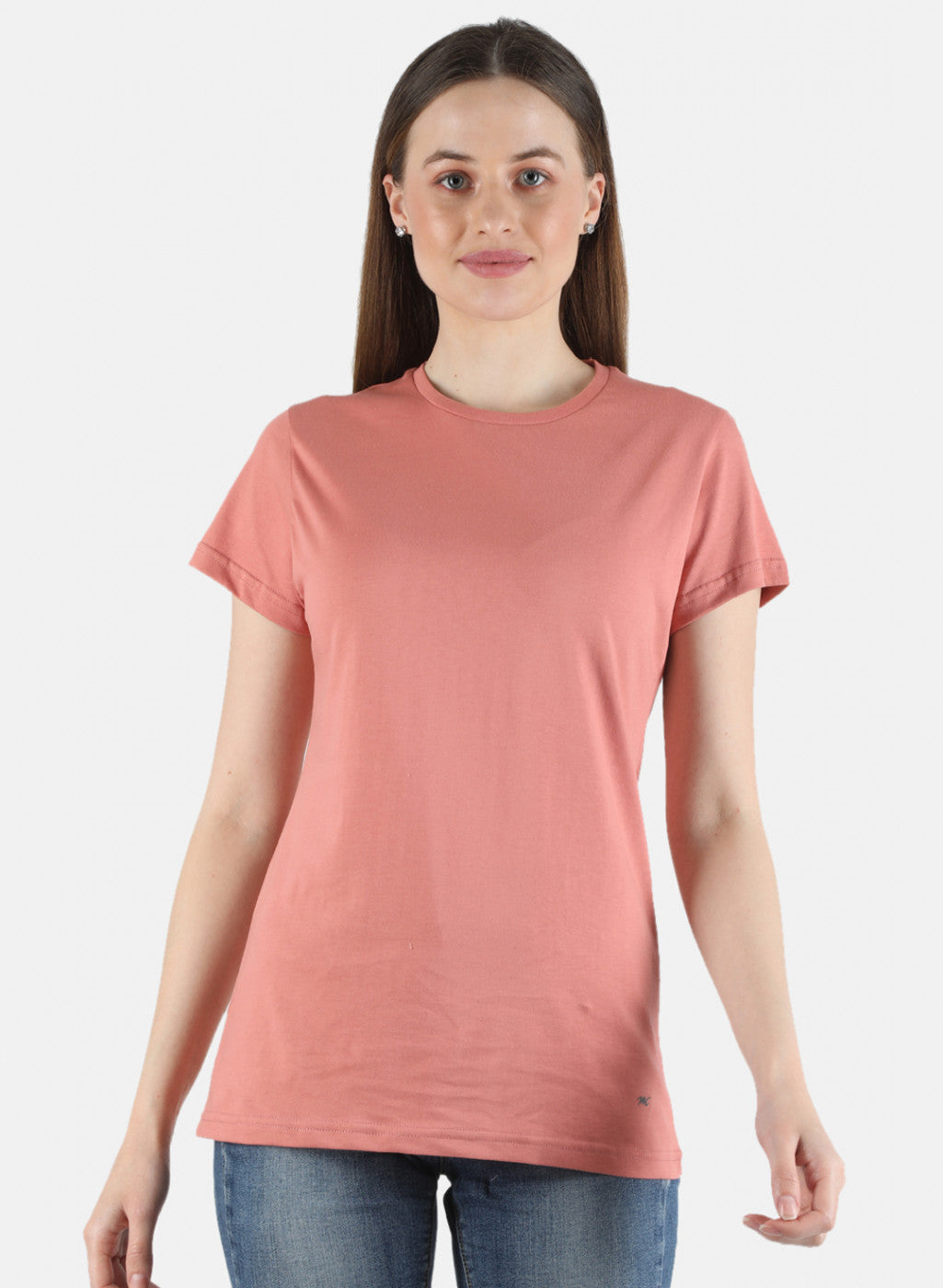 Women Peach & Cream Plain 2 Pc Top Set