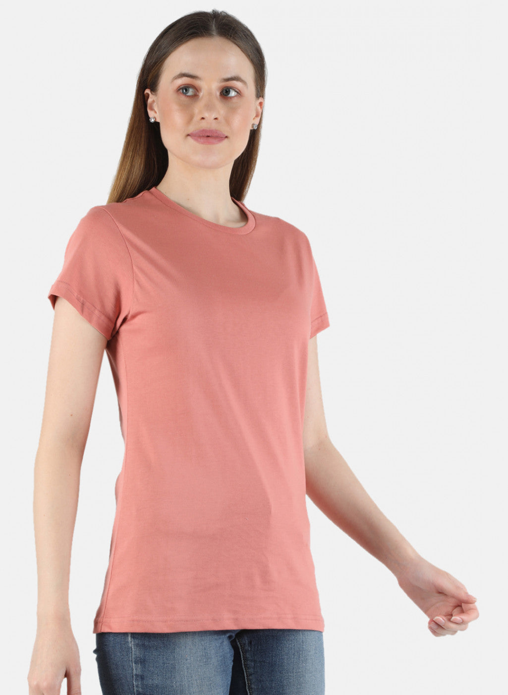 Women Peach & Cream Plain 2 Pc Top Set