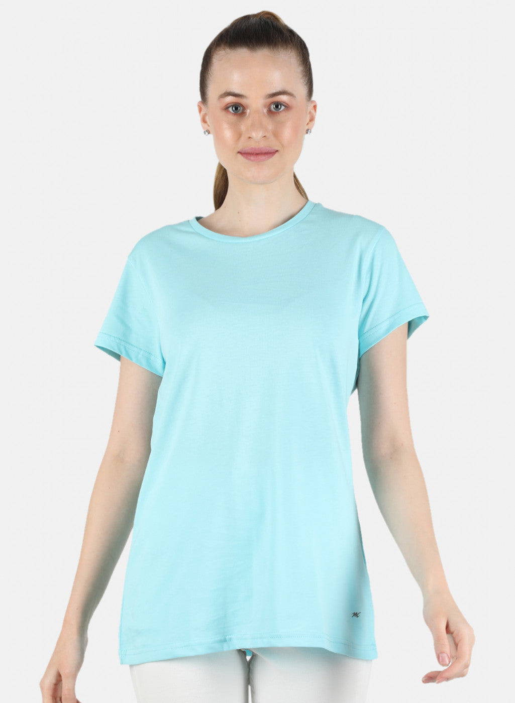 Women Aqua Blue & Pink Plain 2 Pc Top Set