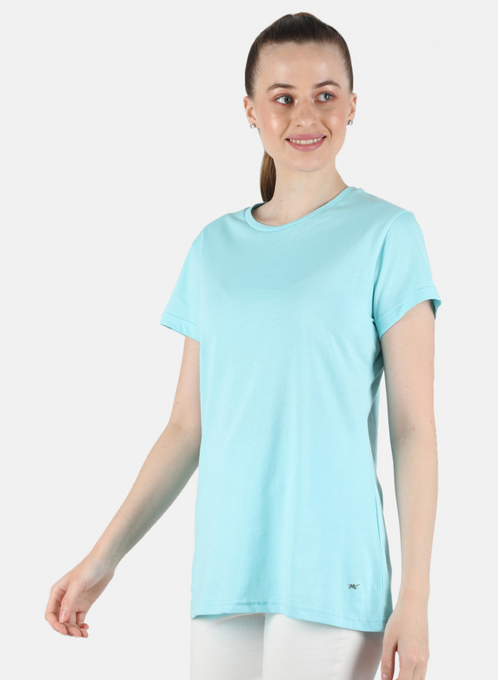 Women Aqua Blue & Pink Plain 2 Pc Top Set