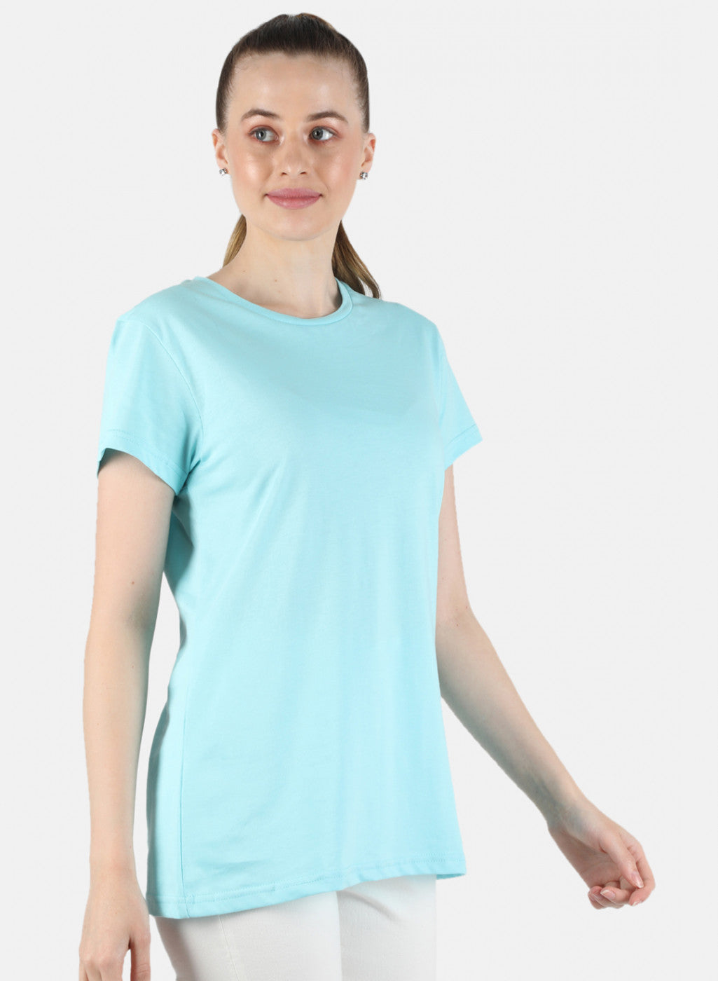 Women Aqua Blue & Pink Plain 2 Pc Top Set