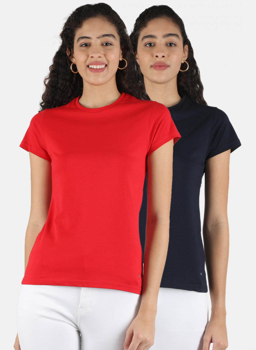 Women Red & Navy Blue Plain Top 2 PCs