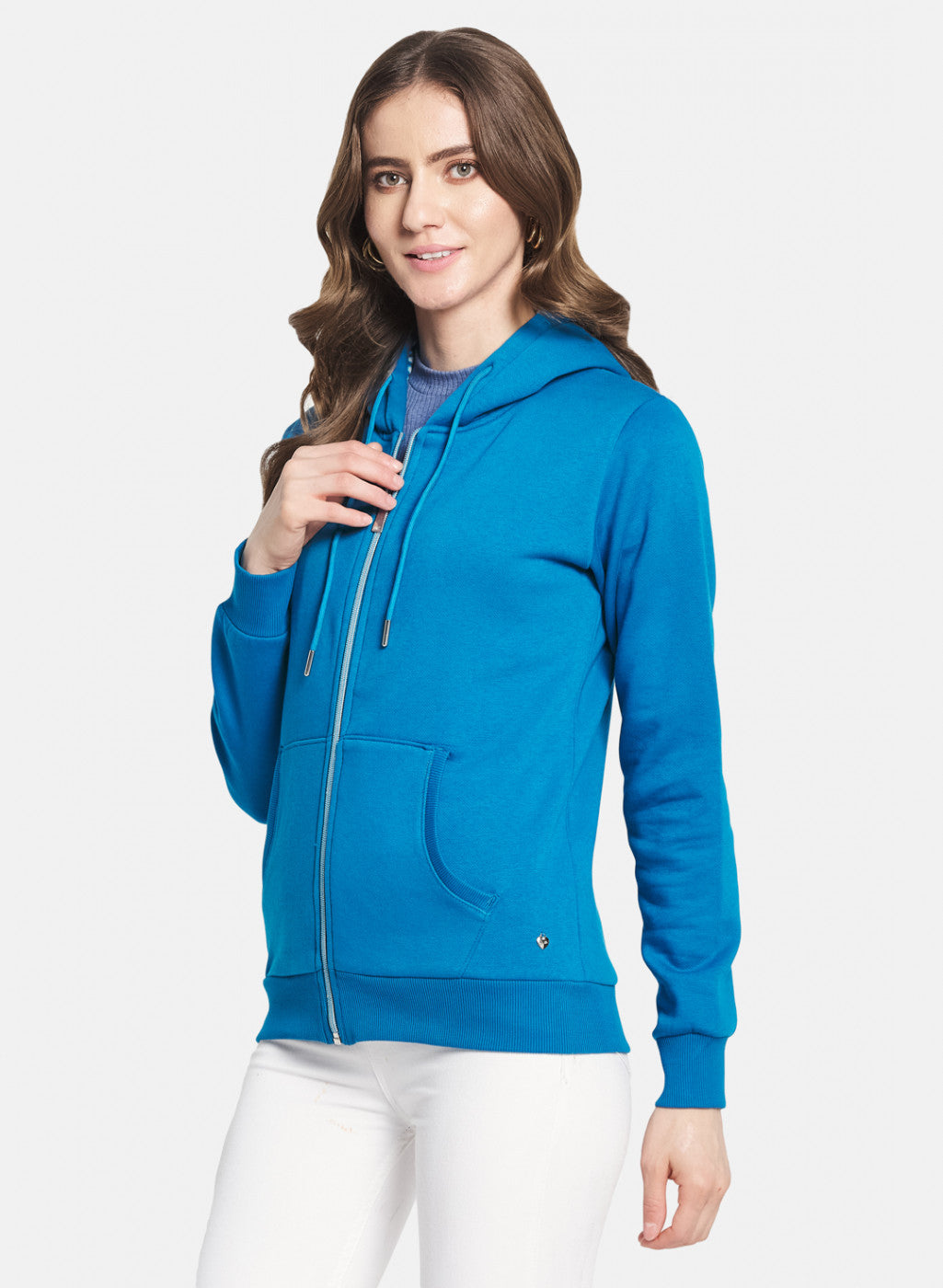 Women Blue Solid Sweatshirt