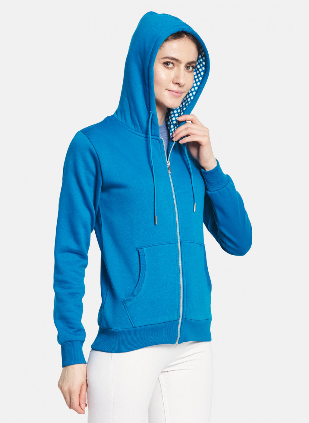 Women Blue Solid Sweatshirt