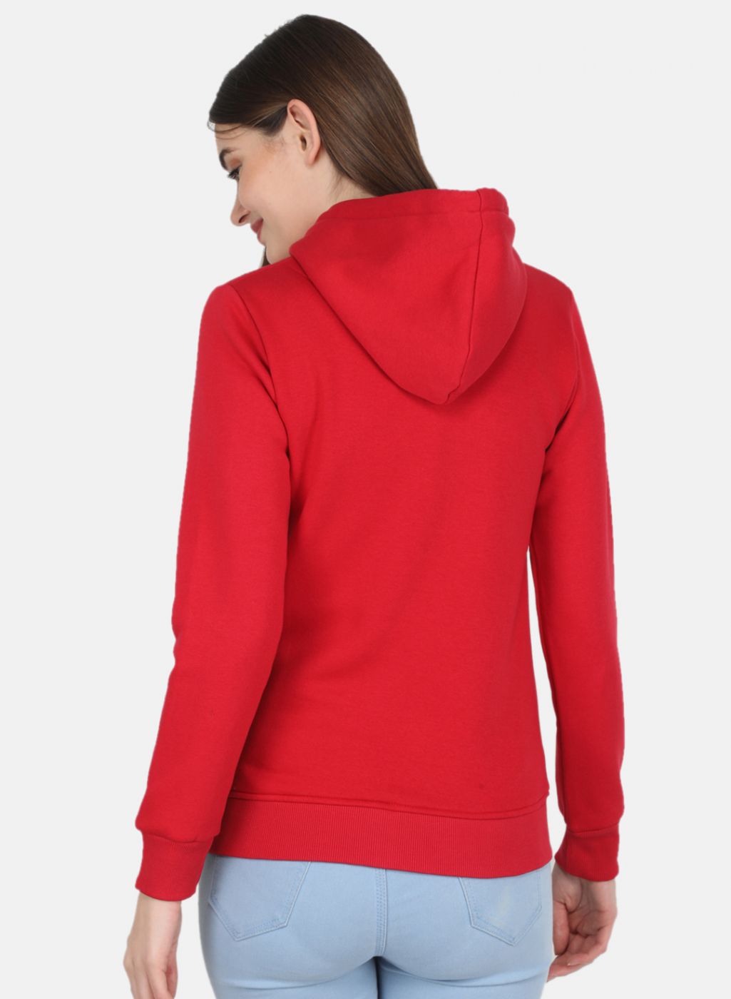 Women Red Solid Sweatshirt