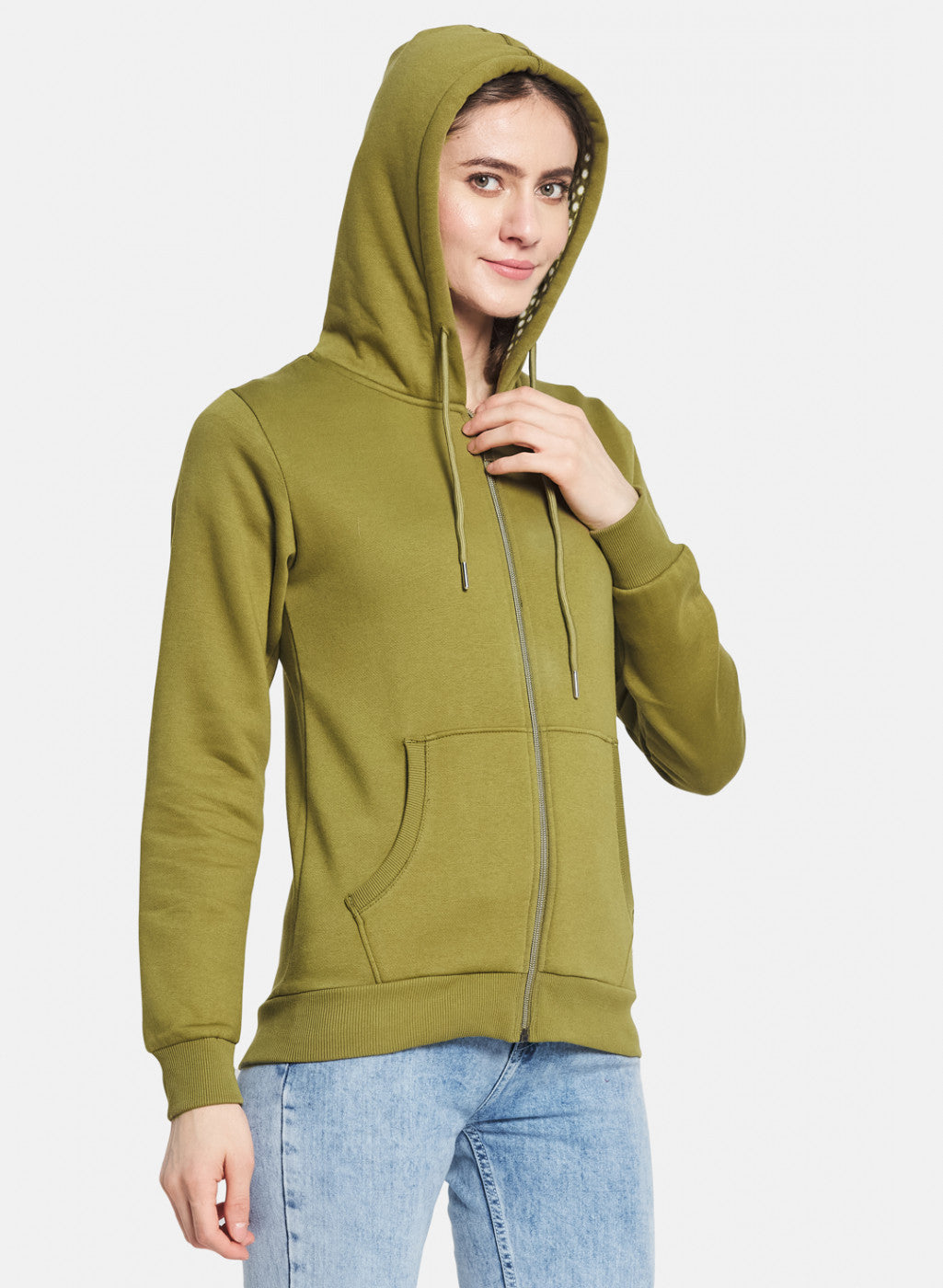 Women Green Solid Sweatshirt