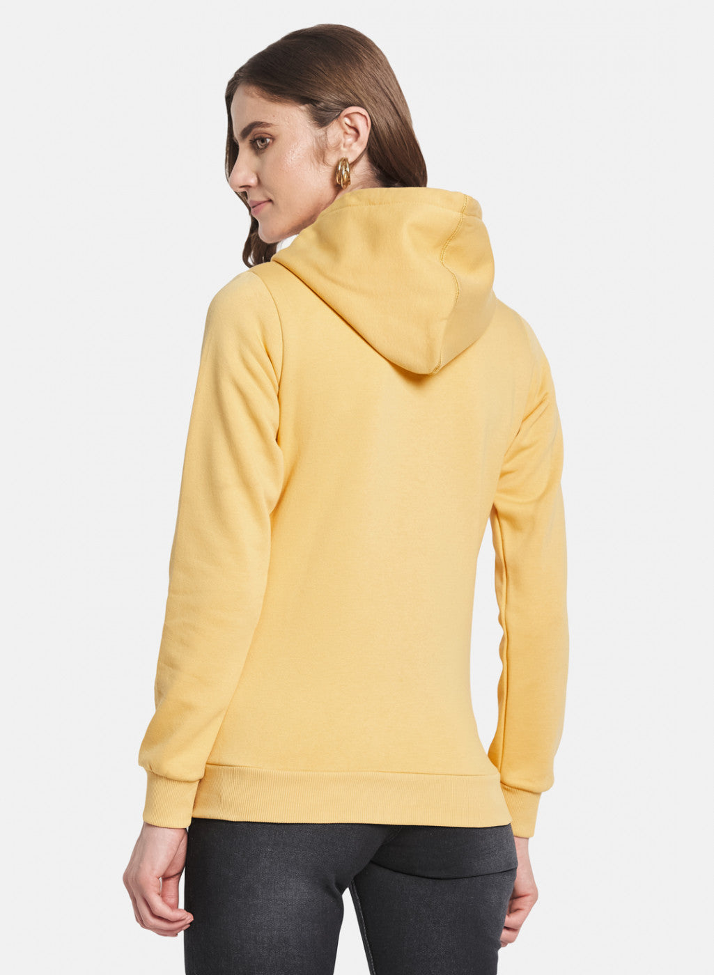 Women Yellow Solid Sweatshirt