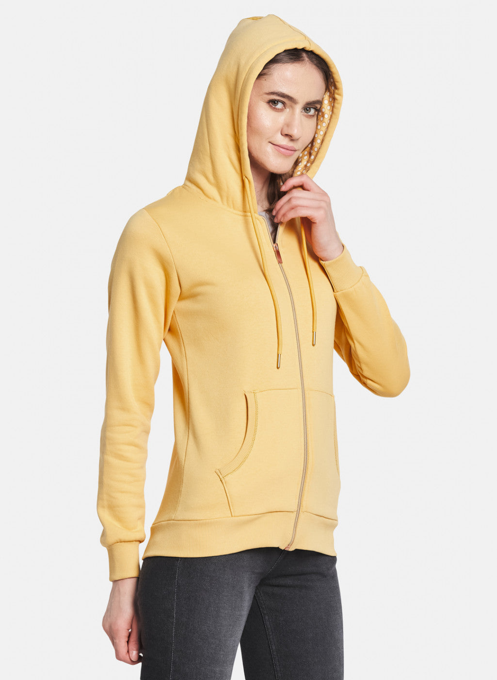 Women Yellow Solid Sweatshirt