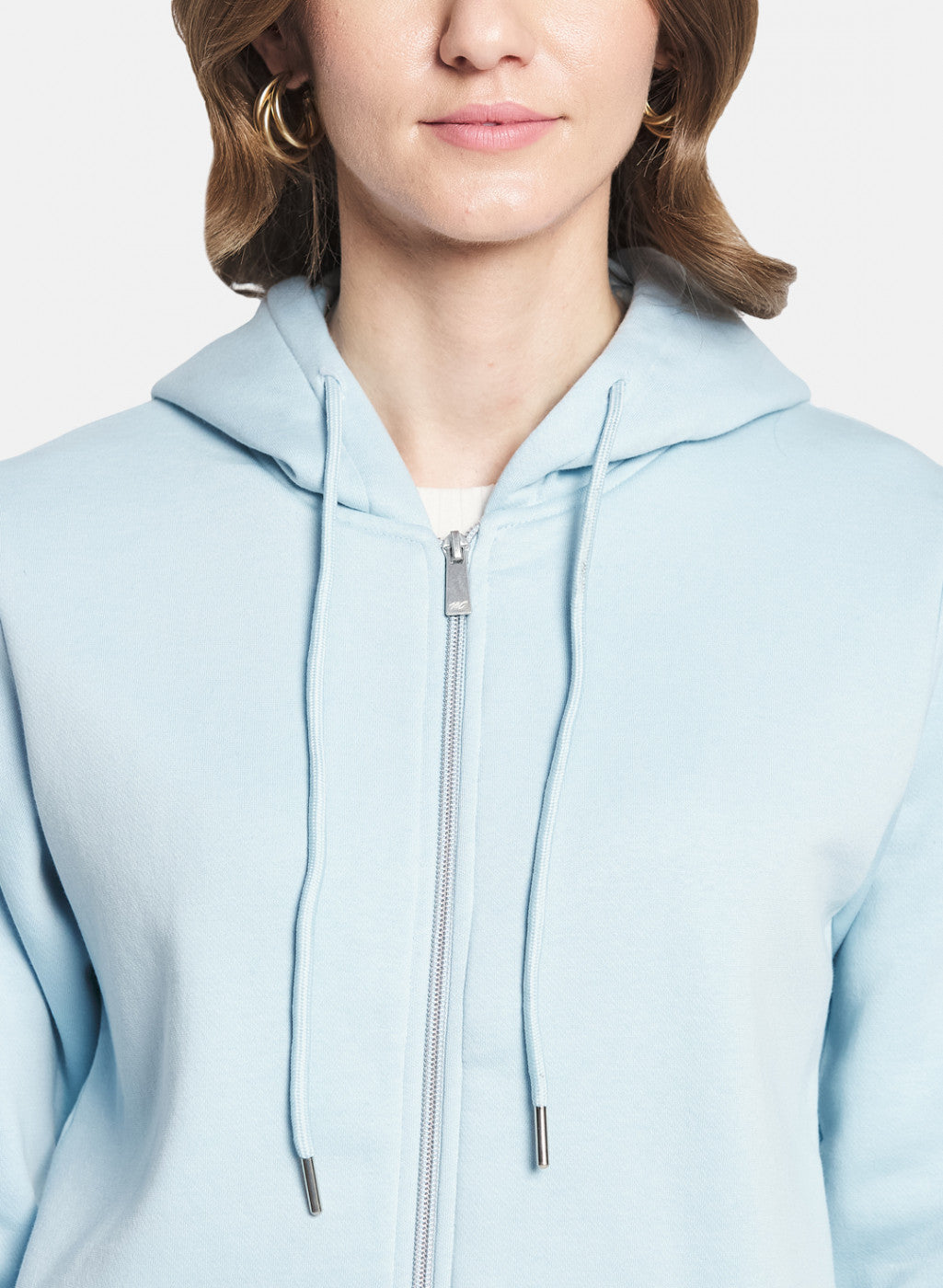 Women Sky Blue Solid Sweatshirt