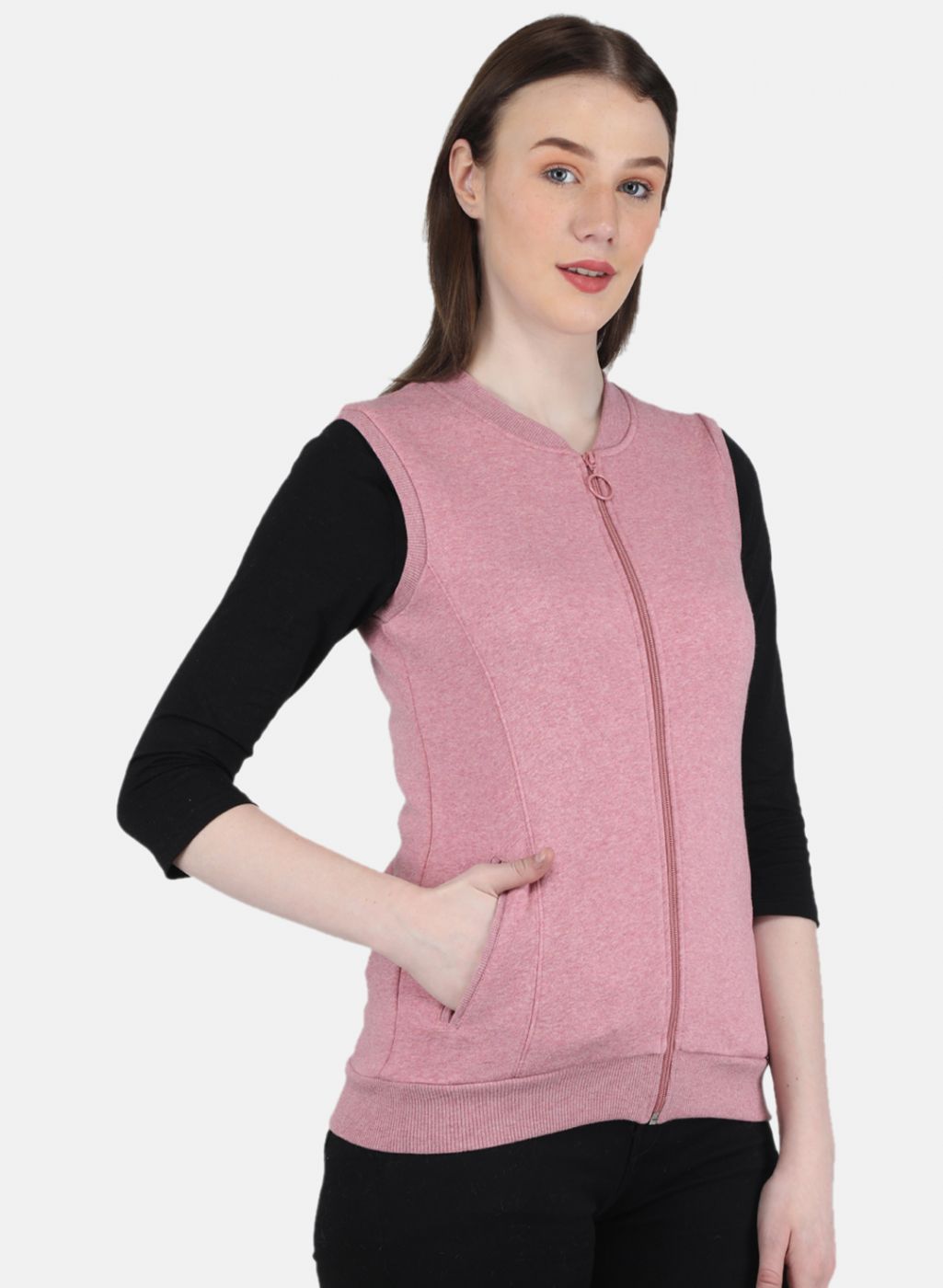 Women Pink Solid Sweatshirt