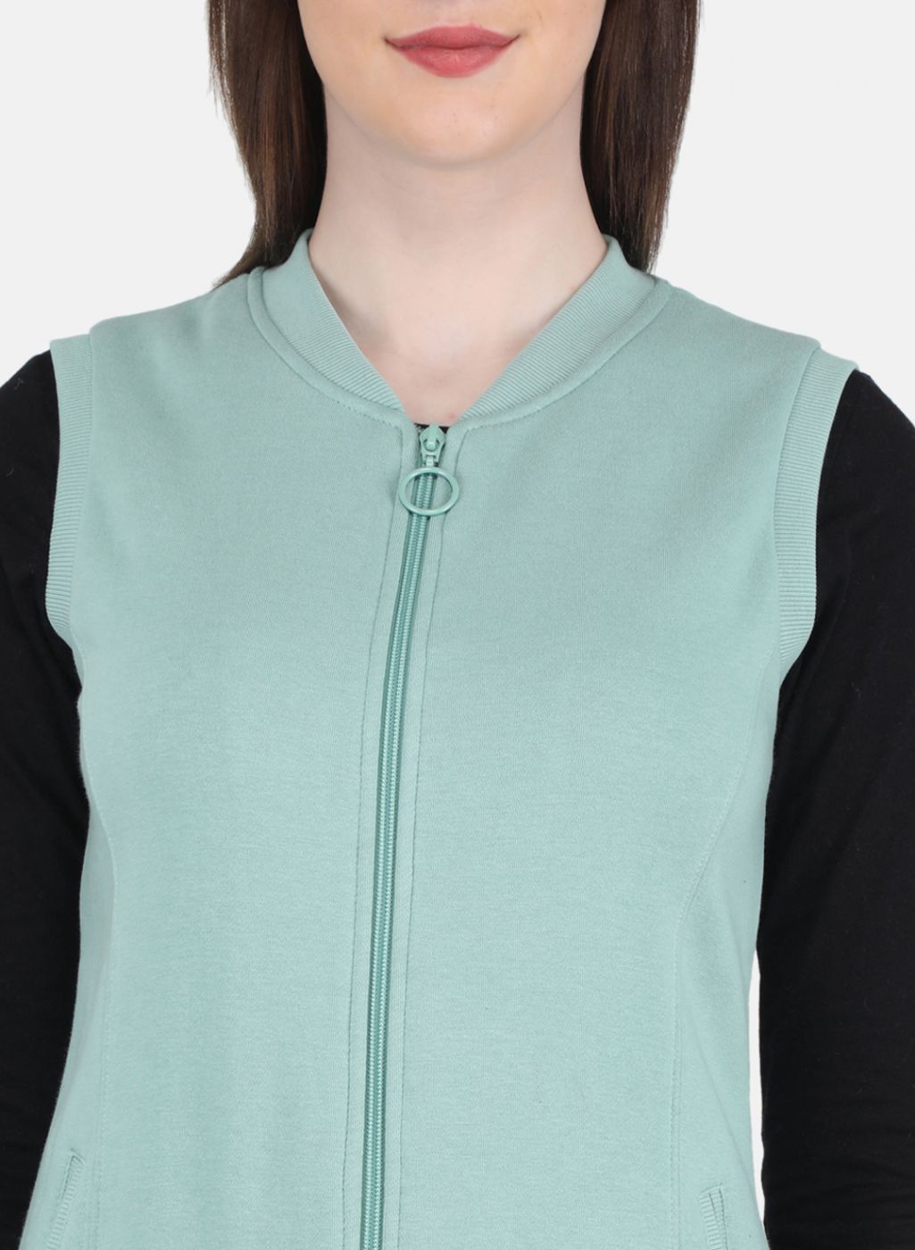 Women Green Solid Sweatshirt