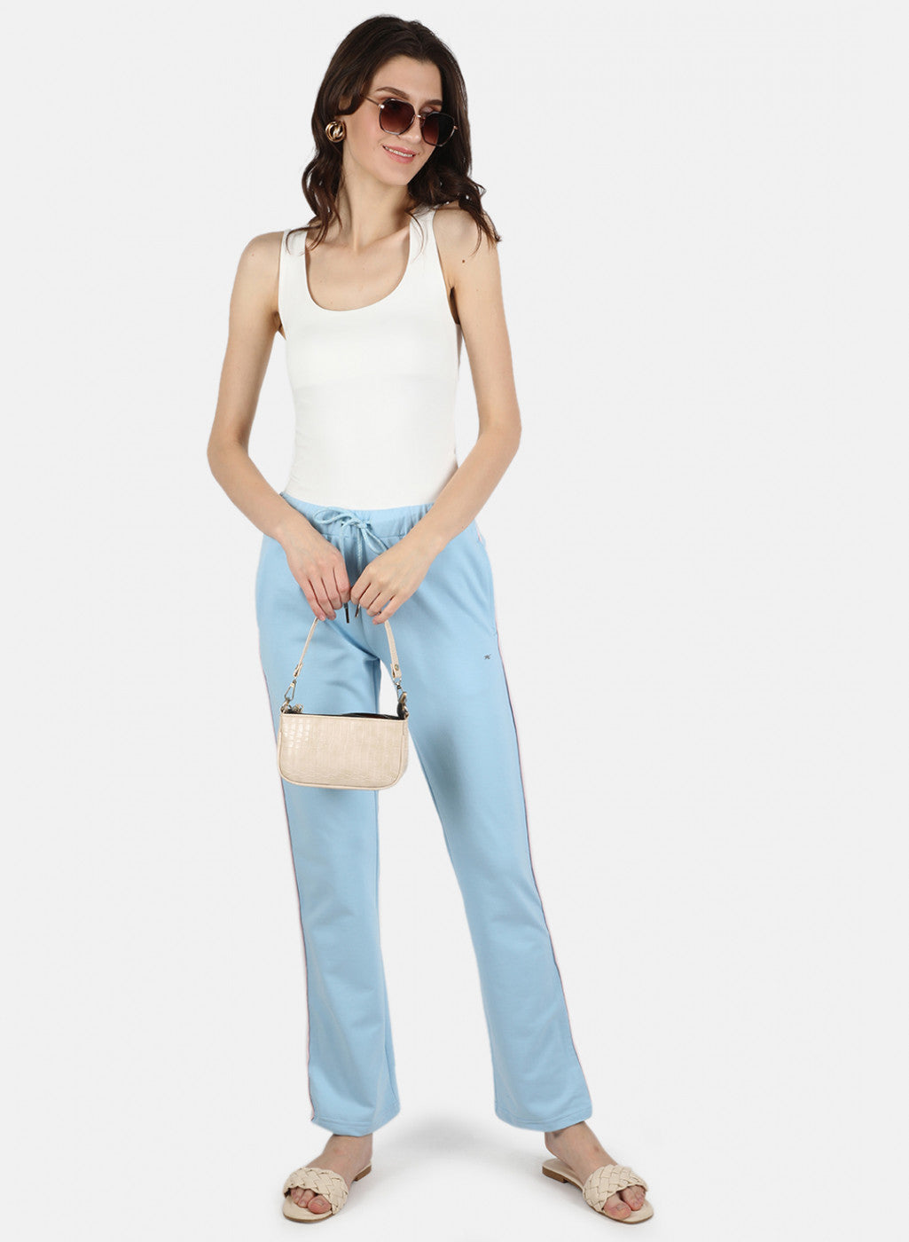 Women Sky Blue Regular Fit Lower