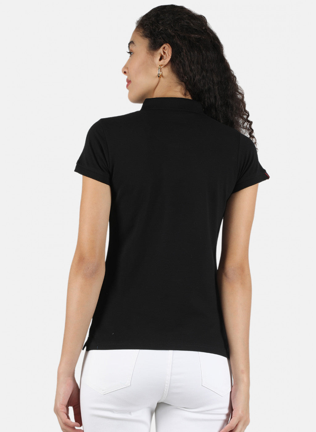 Women Black Plain T-Shirt