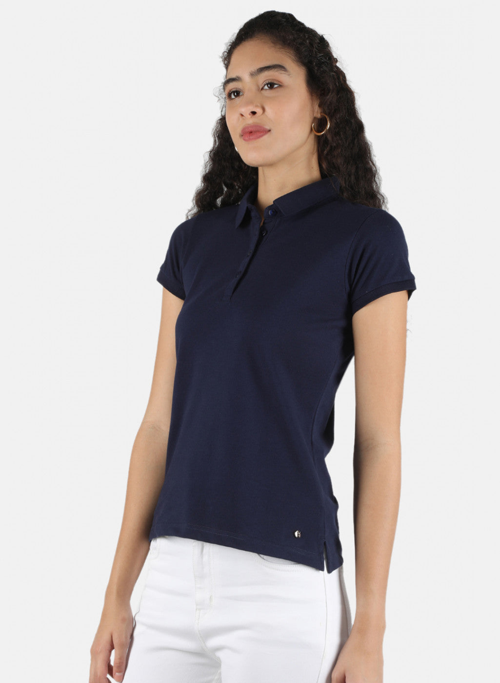 Women Navy Blue Plain T-Shirt