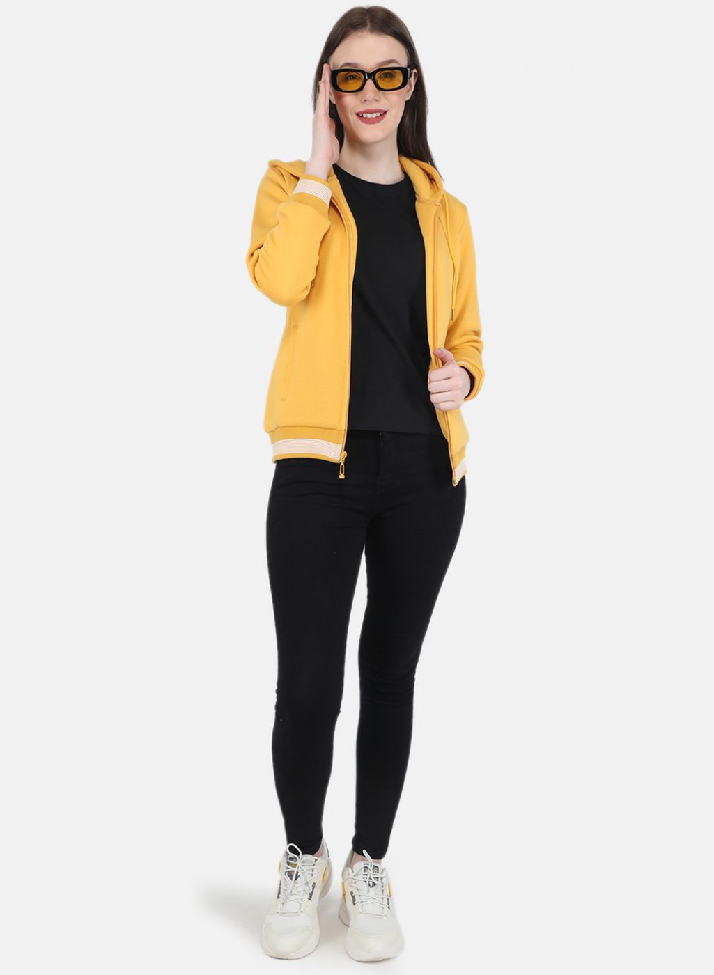 Women Mustard Solid Sweatshirt