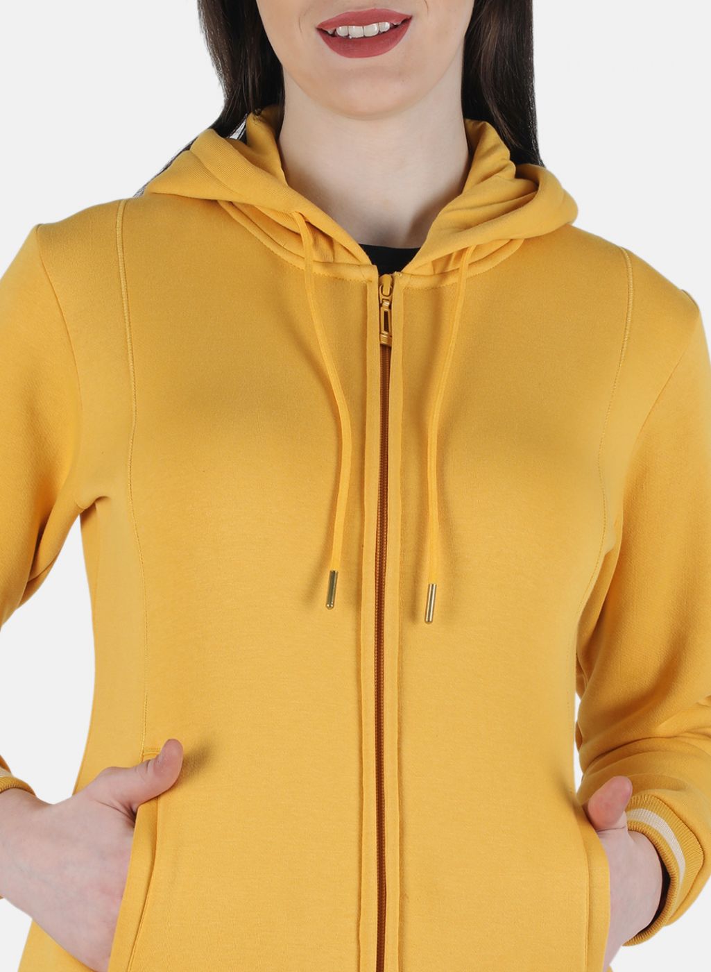 Women Mustard Solid Sweatshirt