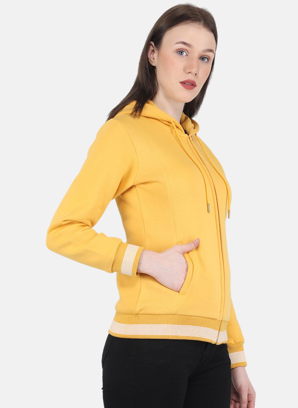 Women Mustard Solid Sweatshirt