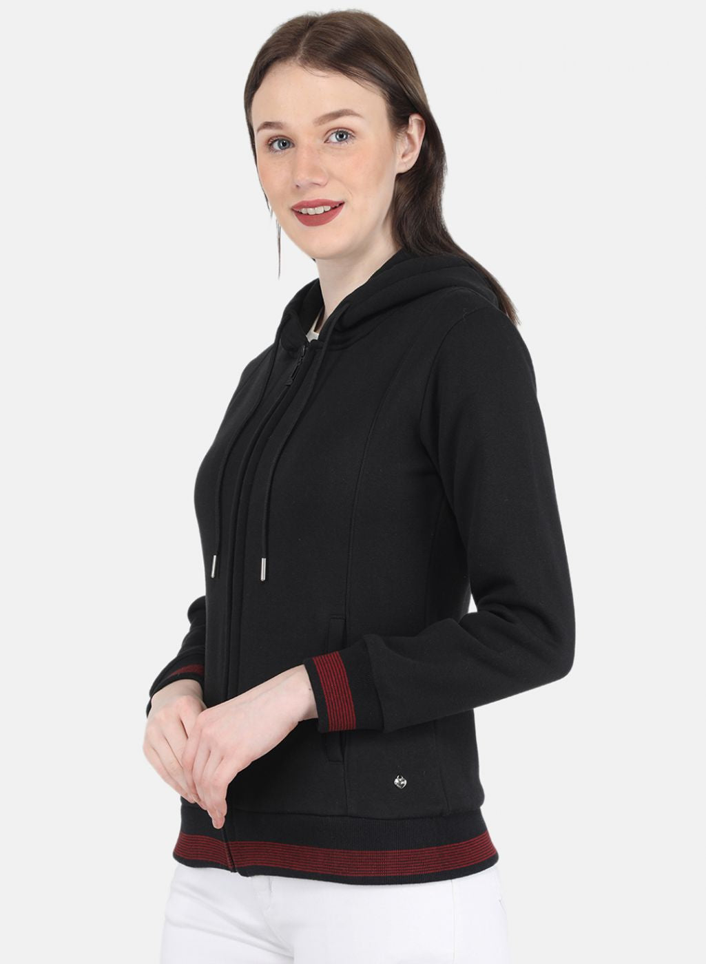 Women Black Solid Sweatshirt