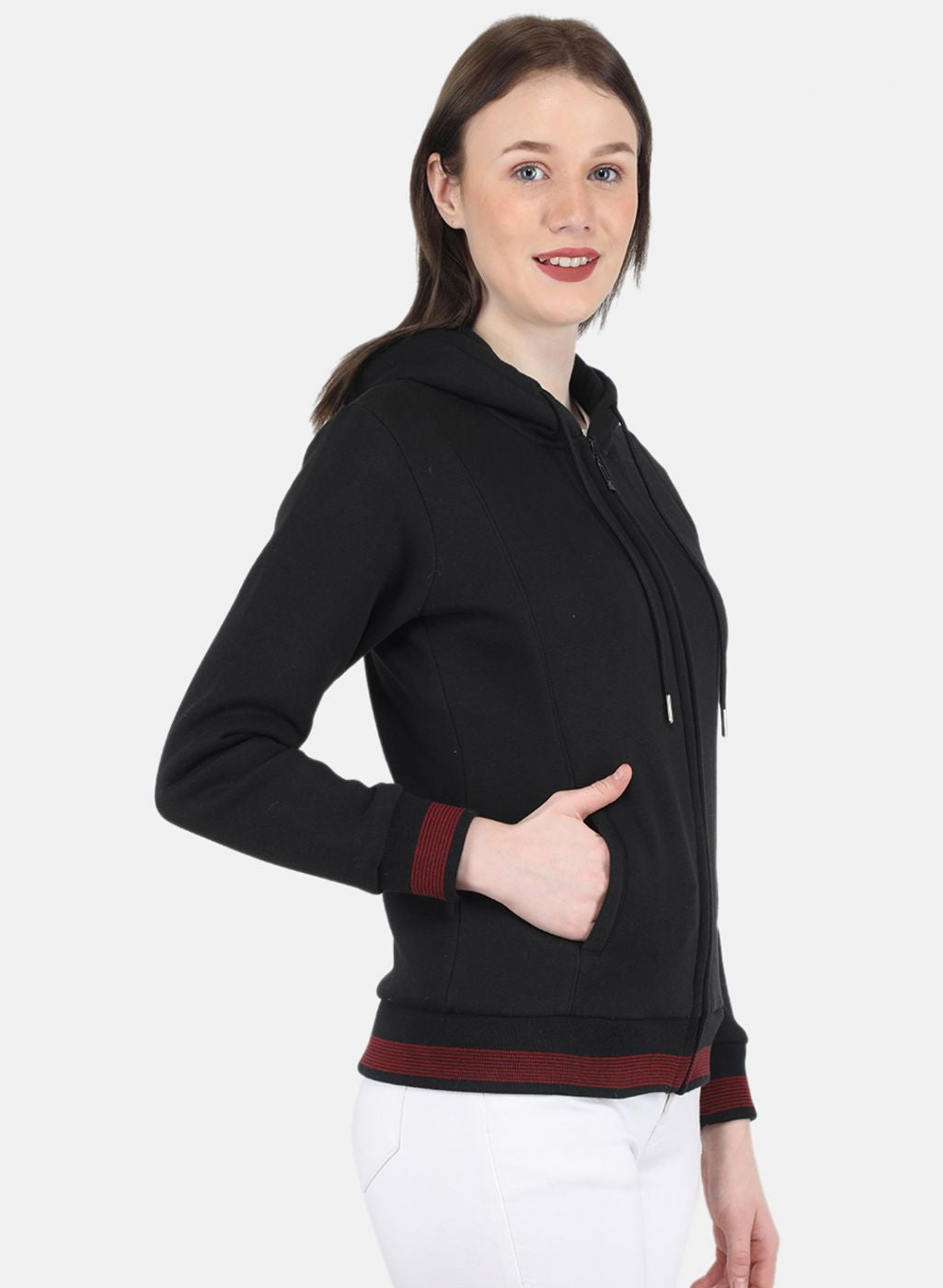 Women Black Solid Sweatshirt