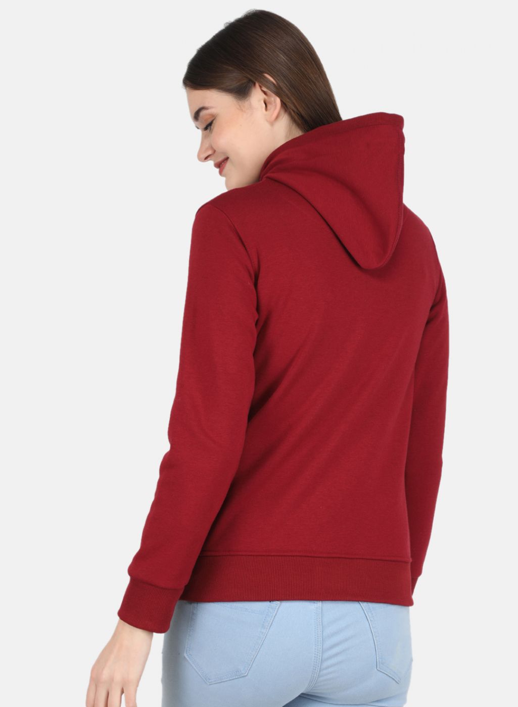 Women Maroon Solid Sweatshirt