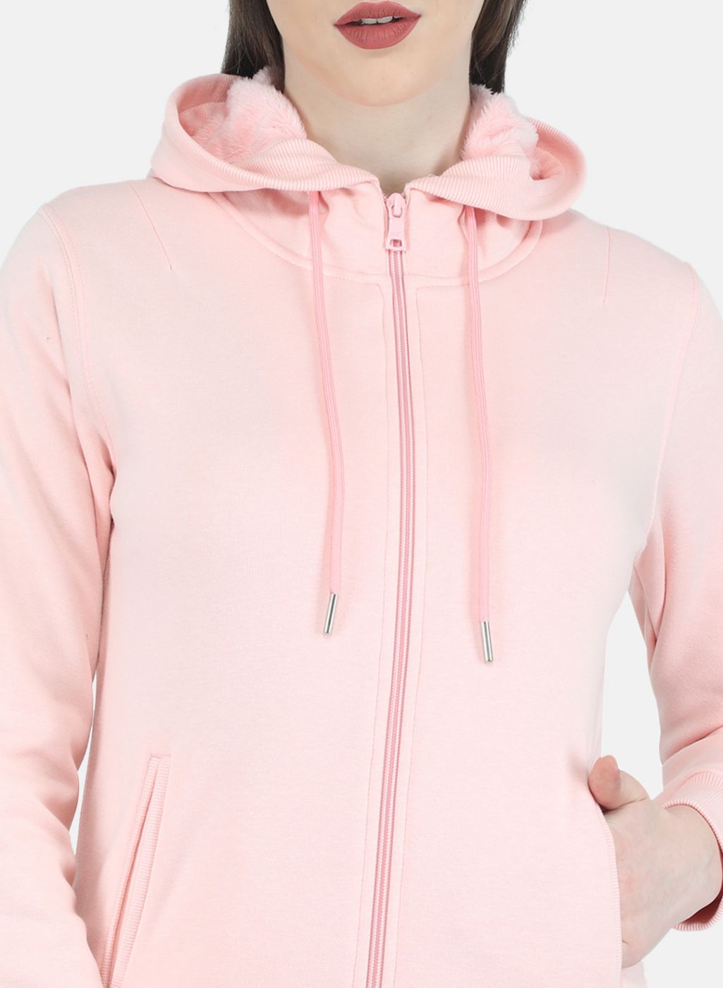 Women Pink Solid Sweatshirt