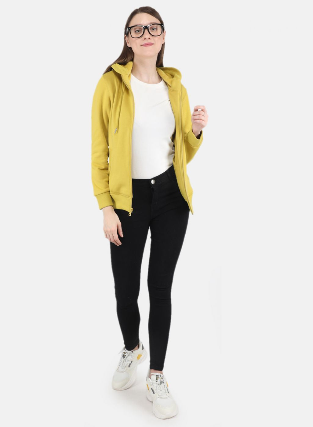 Women Yellow Solid Sweatshirt