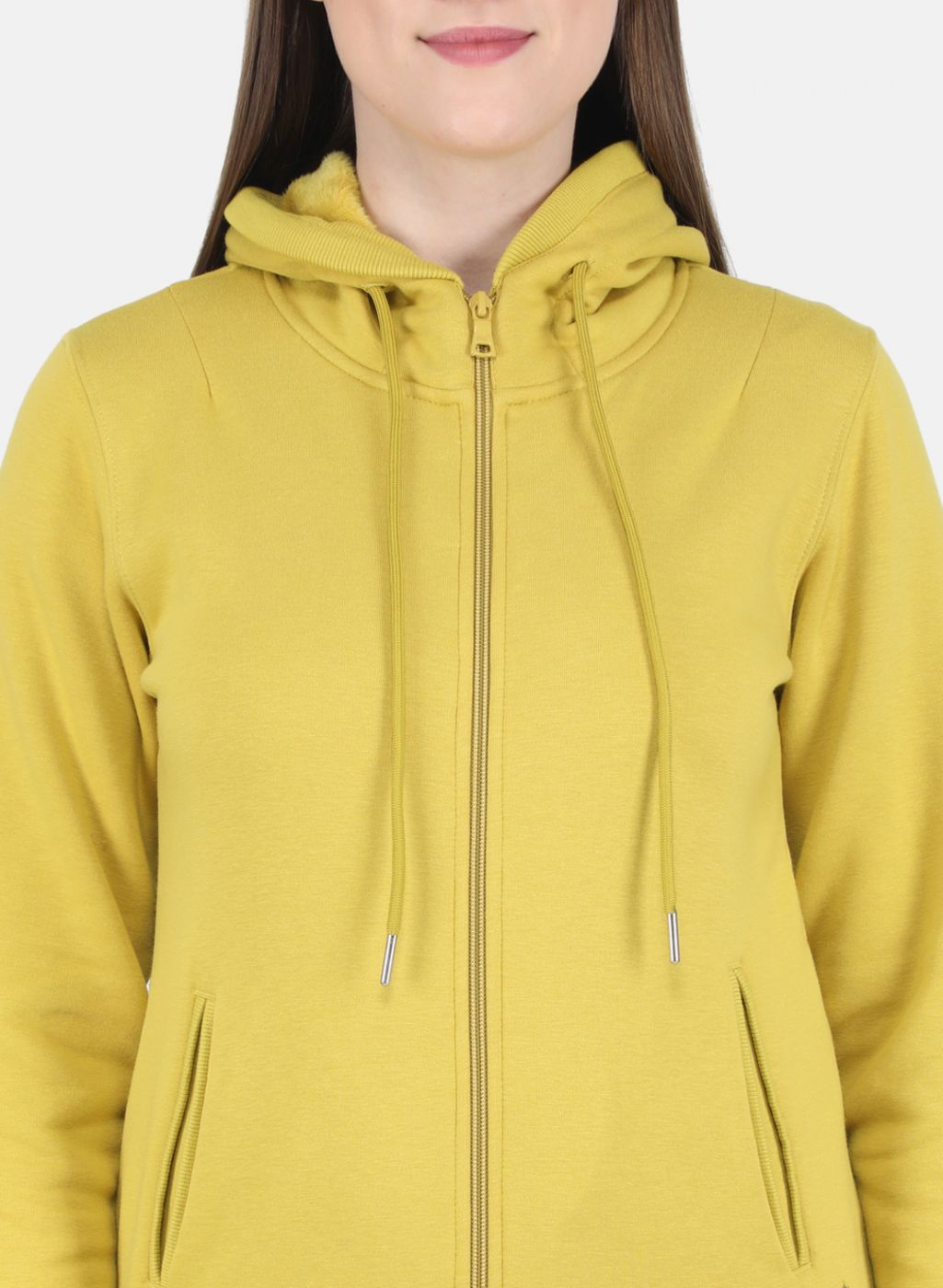 Women Yellow Solid Sweatshirt