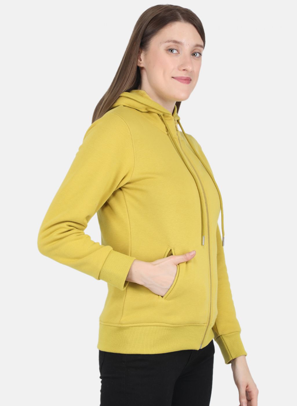 Women Yellow Solid Sweatshirt