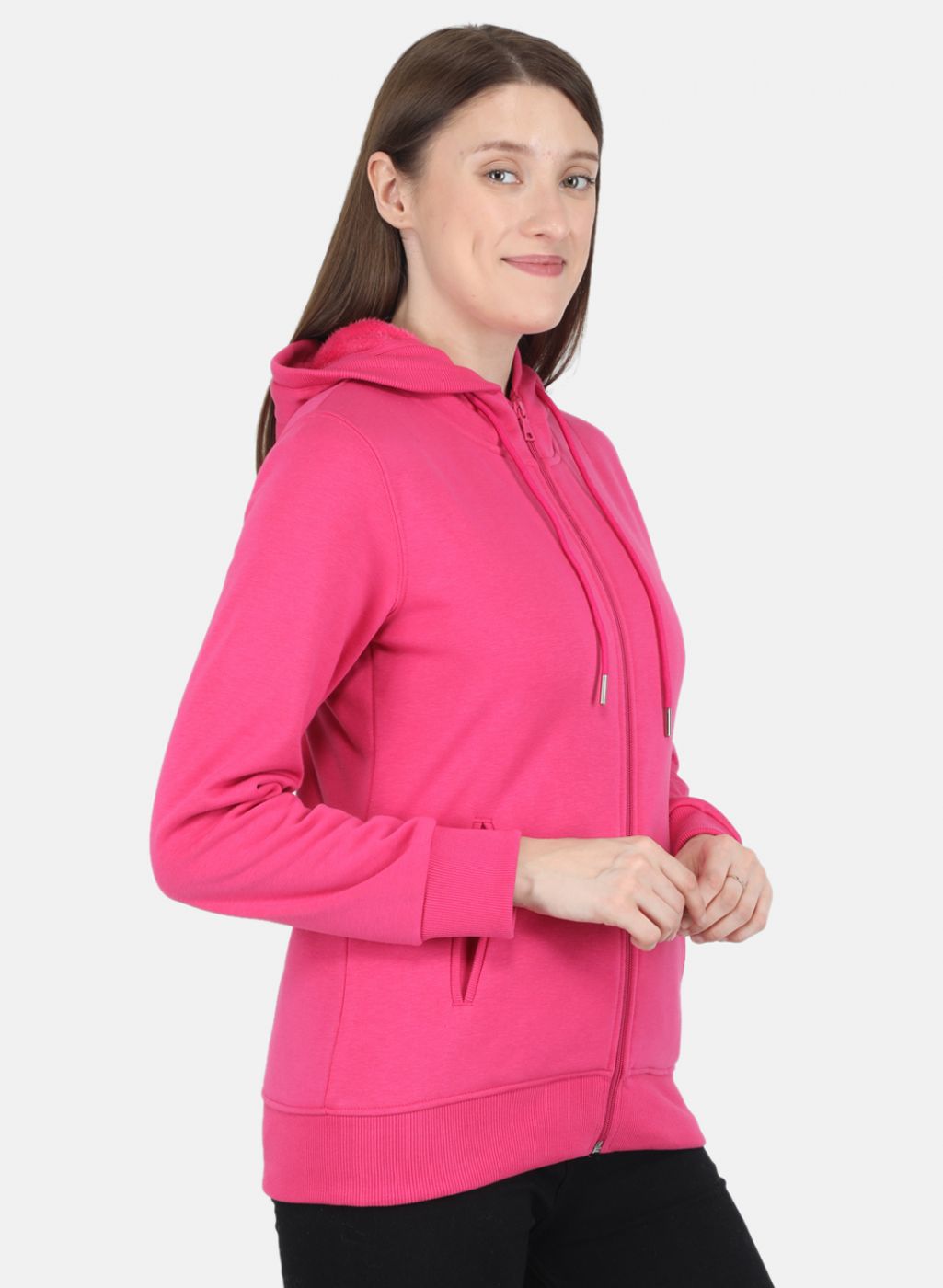 Women Pink Solid Sweatshirt