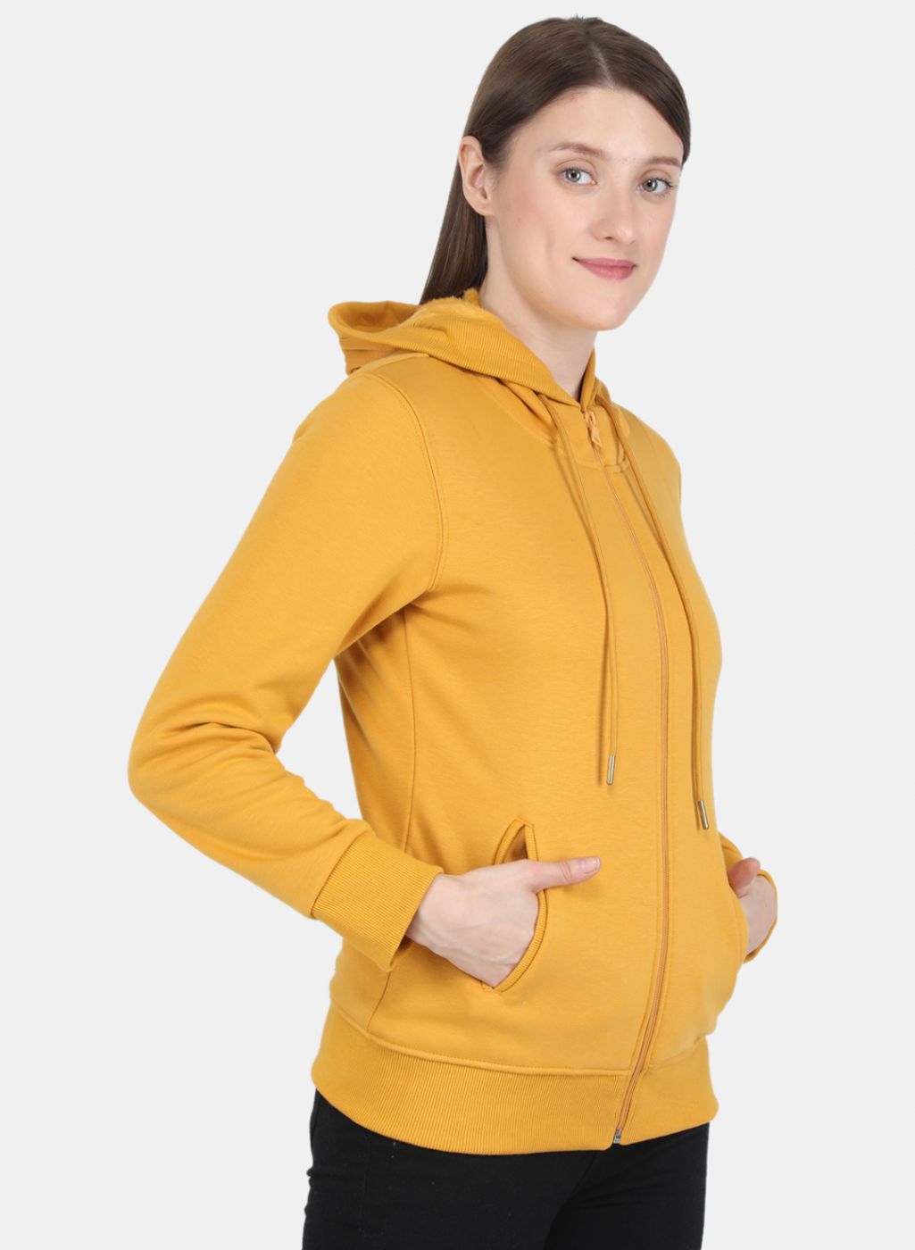 Women Mustard Solid Sweatshirt