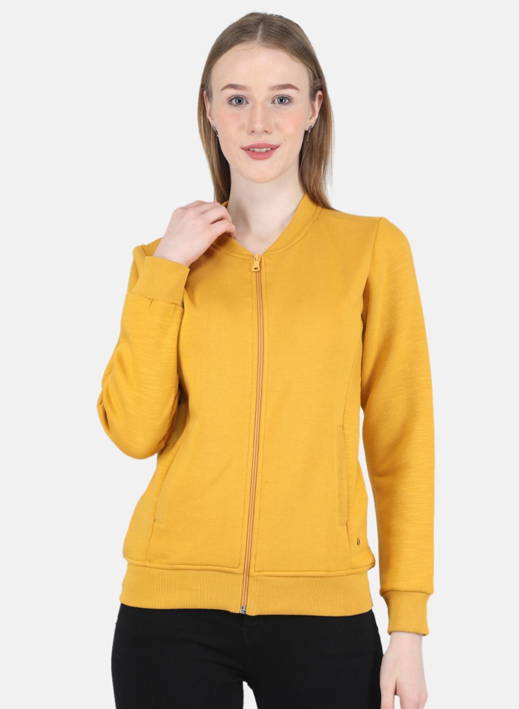 Women Mustard Solid Sweatshirt