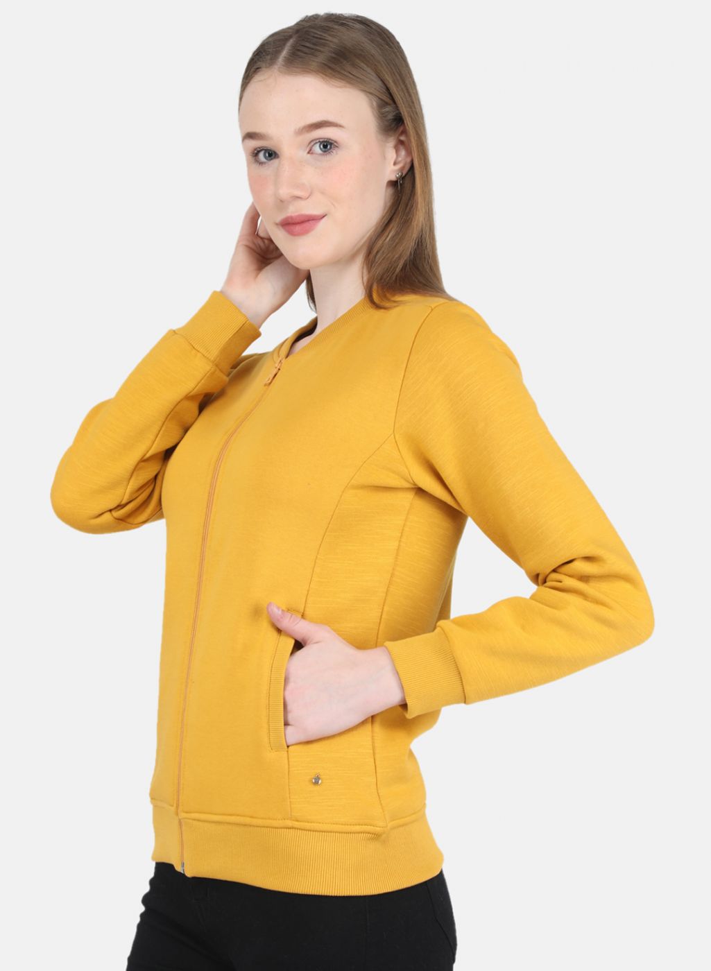 Women Mustard Solid Sweatshirt