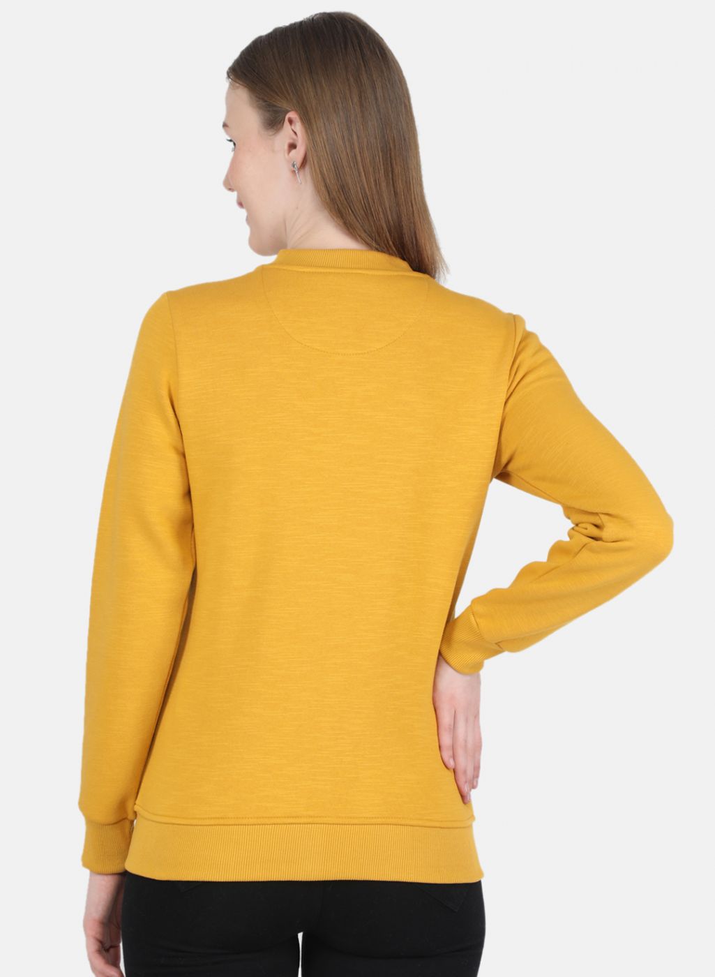 Women Mustard Solid Sweatshirt