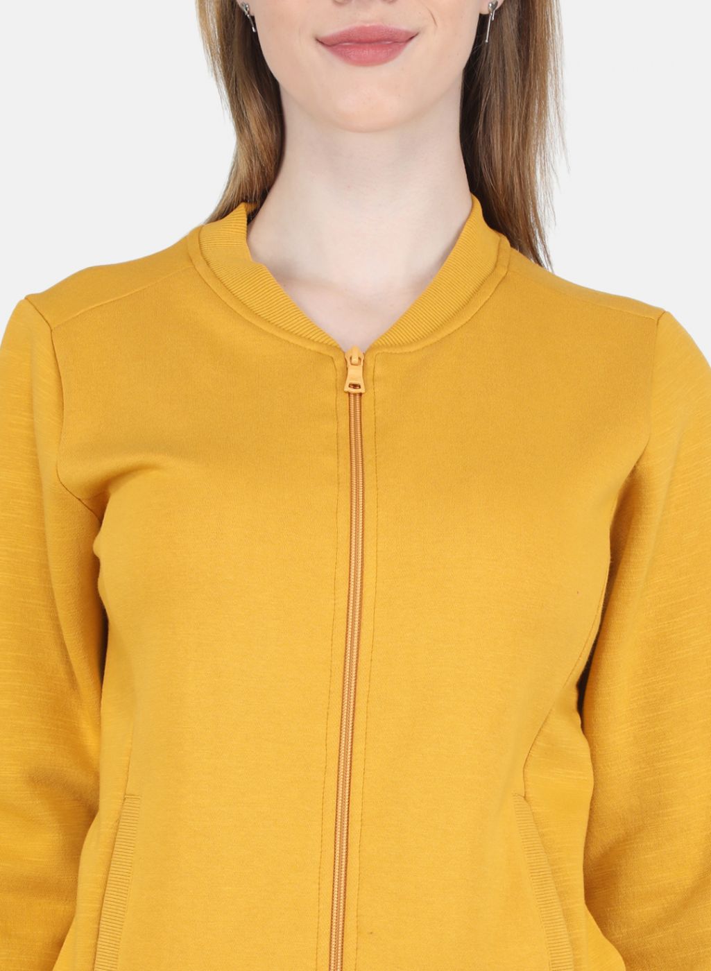 Women Mustard Solid Sweatshirt