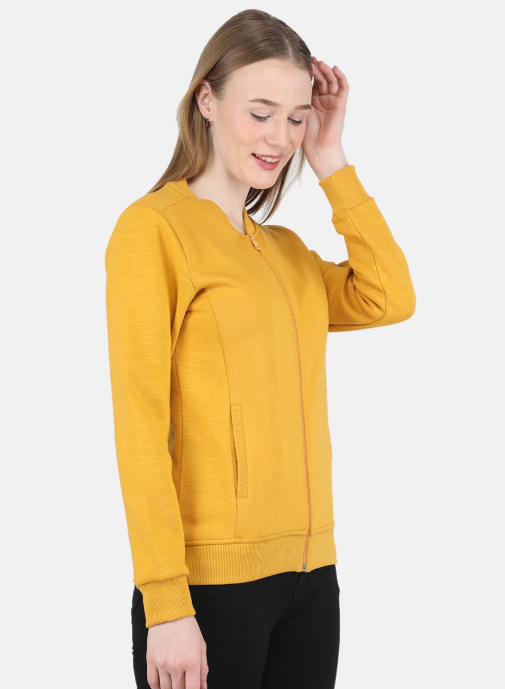 Women Mustard Solid Sweatshirt