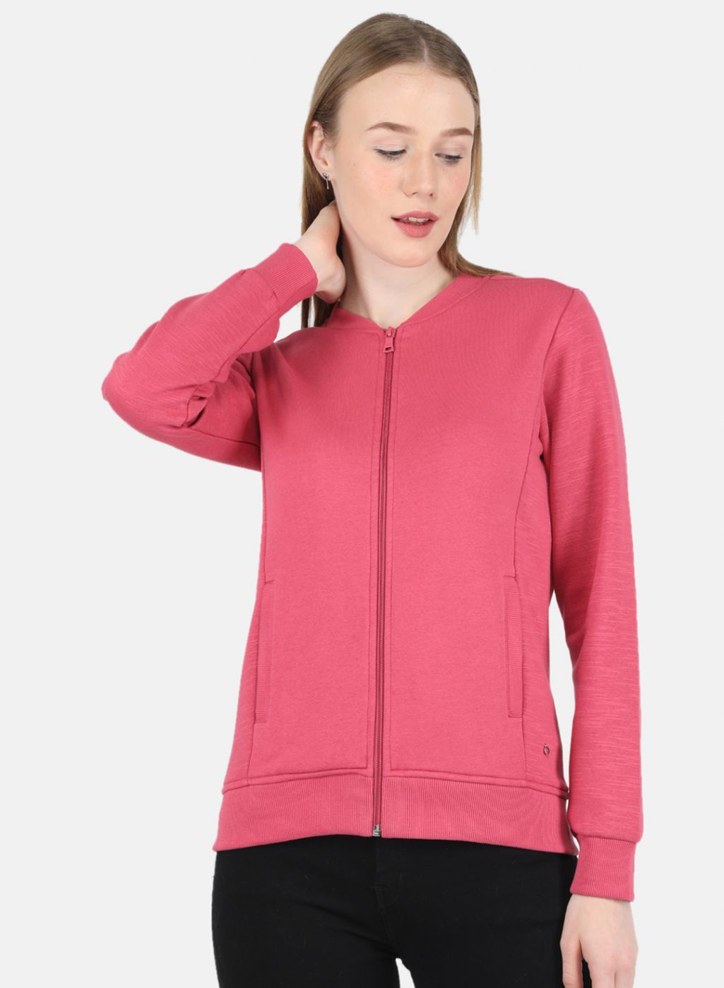 Women Pink Solid Sweatshirt