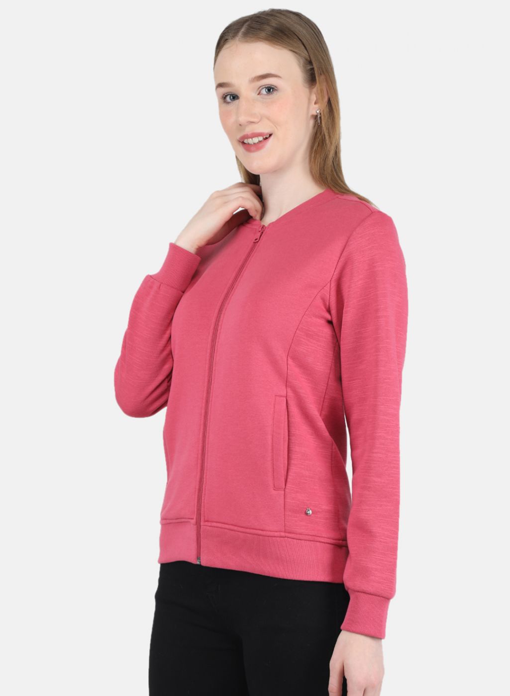 Women Pink Solid Sweatshirt