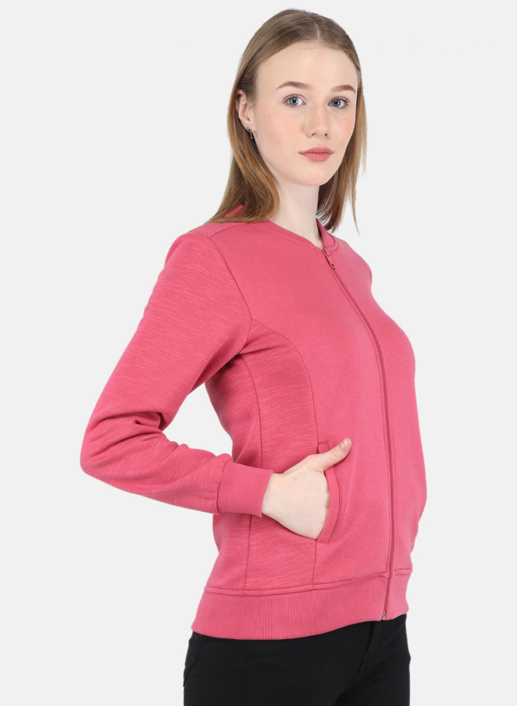 Women Pink Solid Sweatshirt