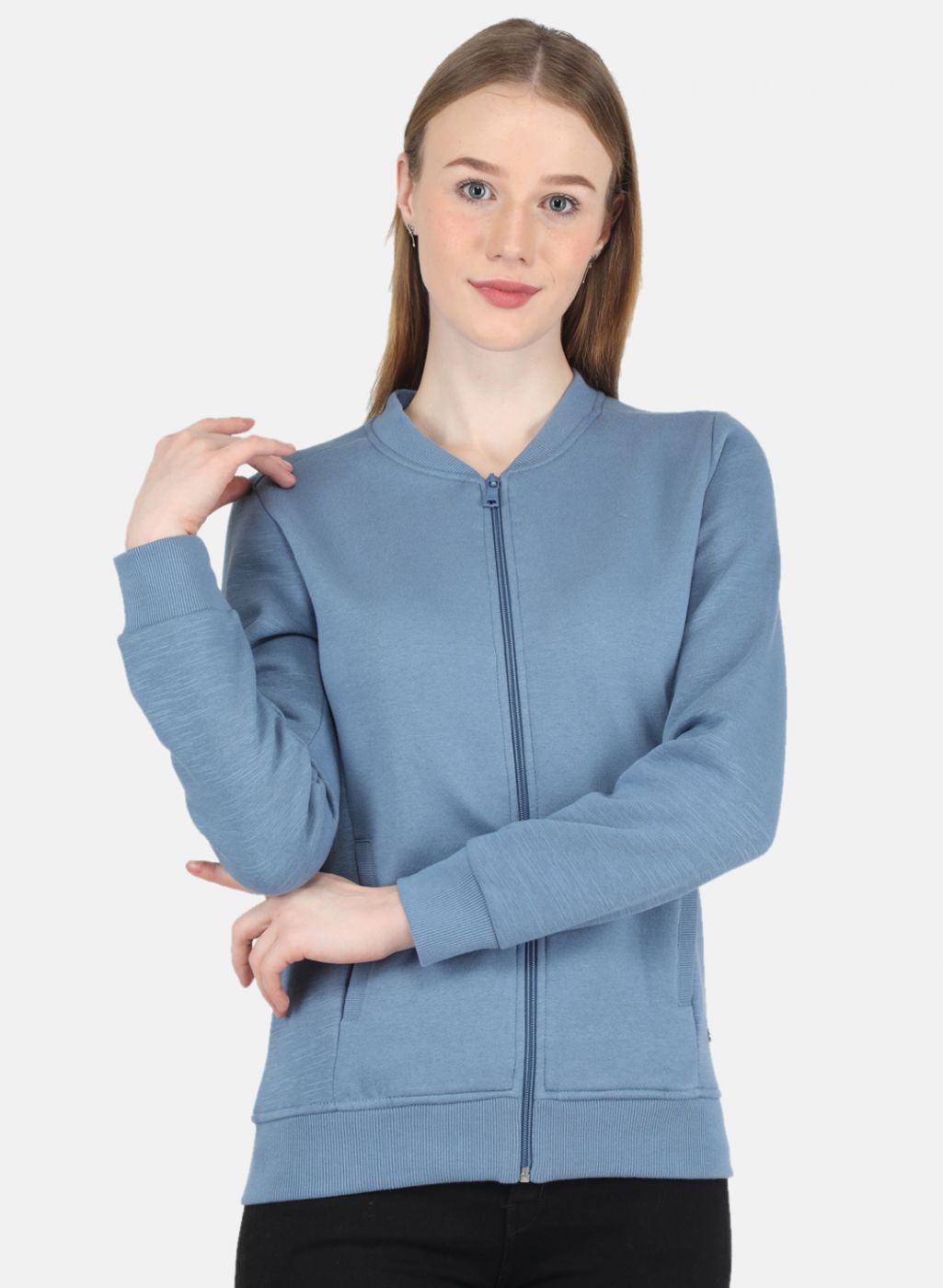 Women Blue Solid Sweatshirt