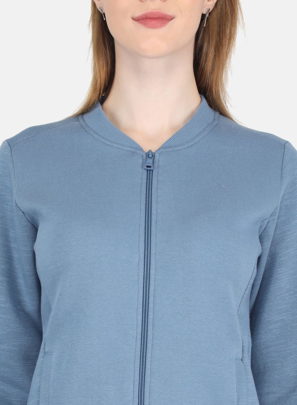 Women Blue Solid Sweatshirt