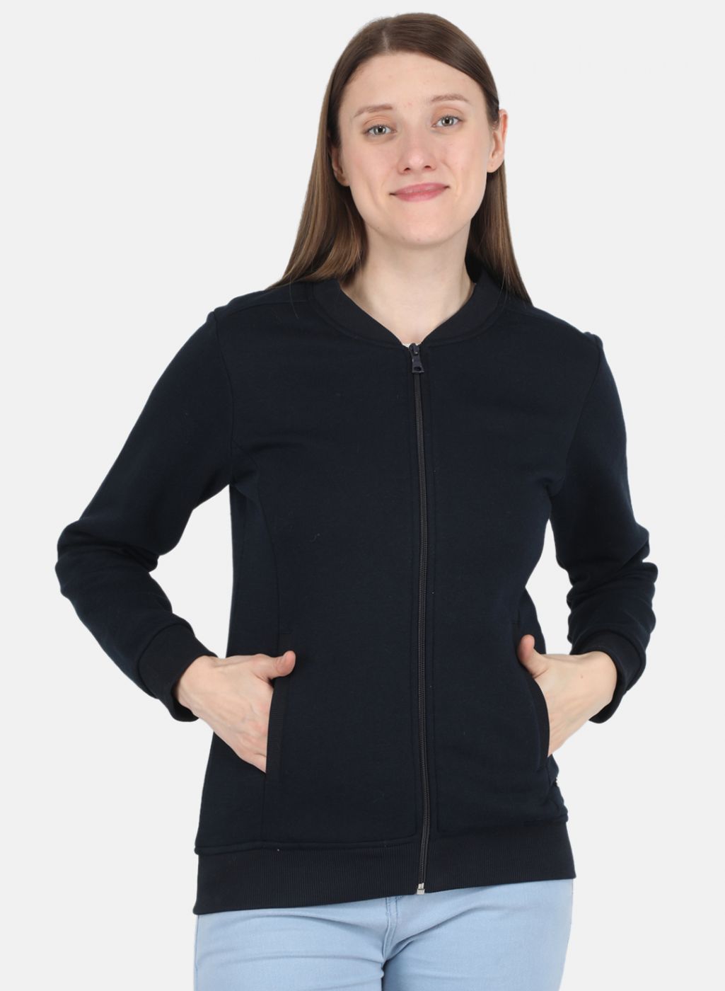 Women NAvy Blue Solid Sweatshirt