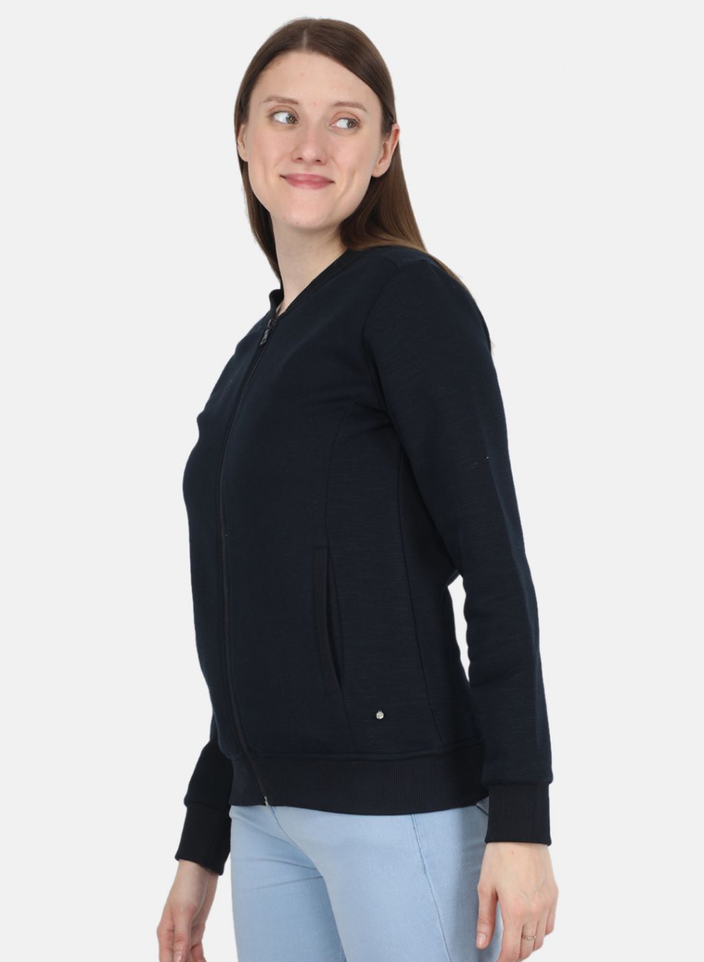 Women NAvy Blue Solid Sweatshirt